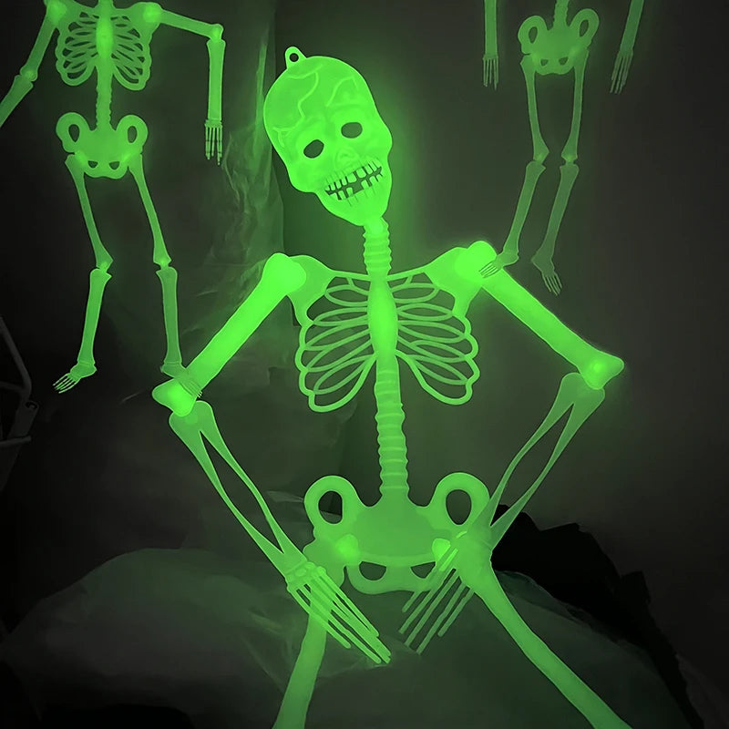 Decorações de esqueleto que brilham no escuro, formas de osso assustadoras para halloween, casa assombrada, configuração, festa de feriado, adereços de terror