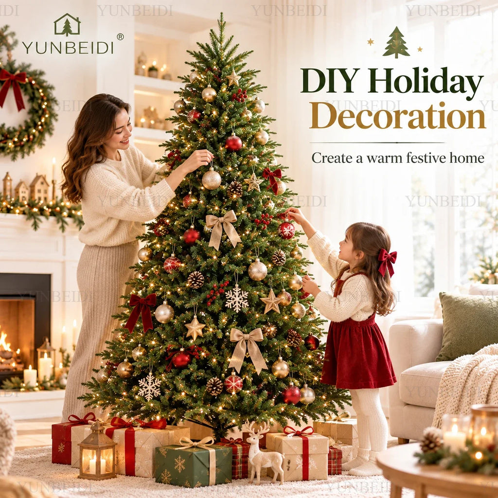 Árvore de Natal artificial em PE e PVC, com luzes LED USB e luzes quentes, árvore de Natal de alta qualidade, de 120 cm a 210 cm