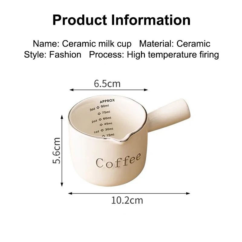 Copo de medição de café cerâmico com caneca de extração de café expresso graduada com alça agitador de latte cozinha copos de medição graduados