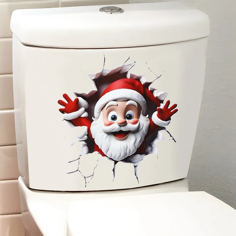 Natal boneco de neve adesivo higiênico feliz natal festa decoração 2025 natal decoração do banheiro navidad natal presente de ano novo 2026