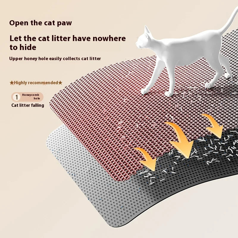 Tapete de areia para gatos, design de 2 camadas, tecnologia premium de captura de areia, base à prova d'água, protetor de piso antiderrapante para animais de estimação para gatinhos internos