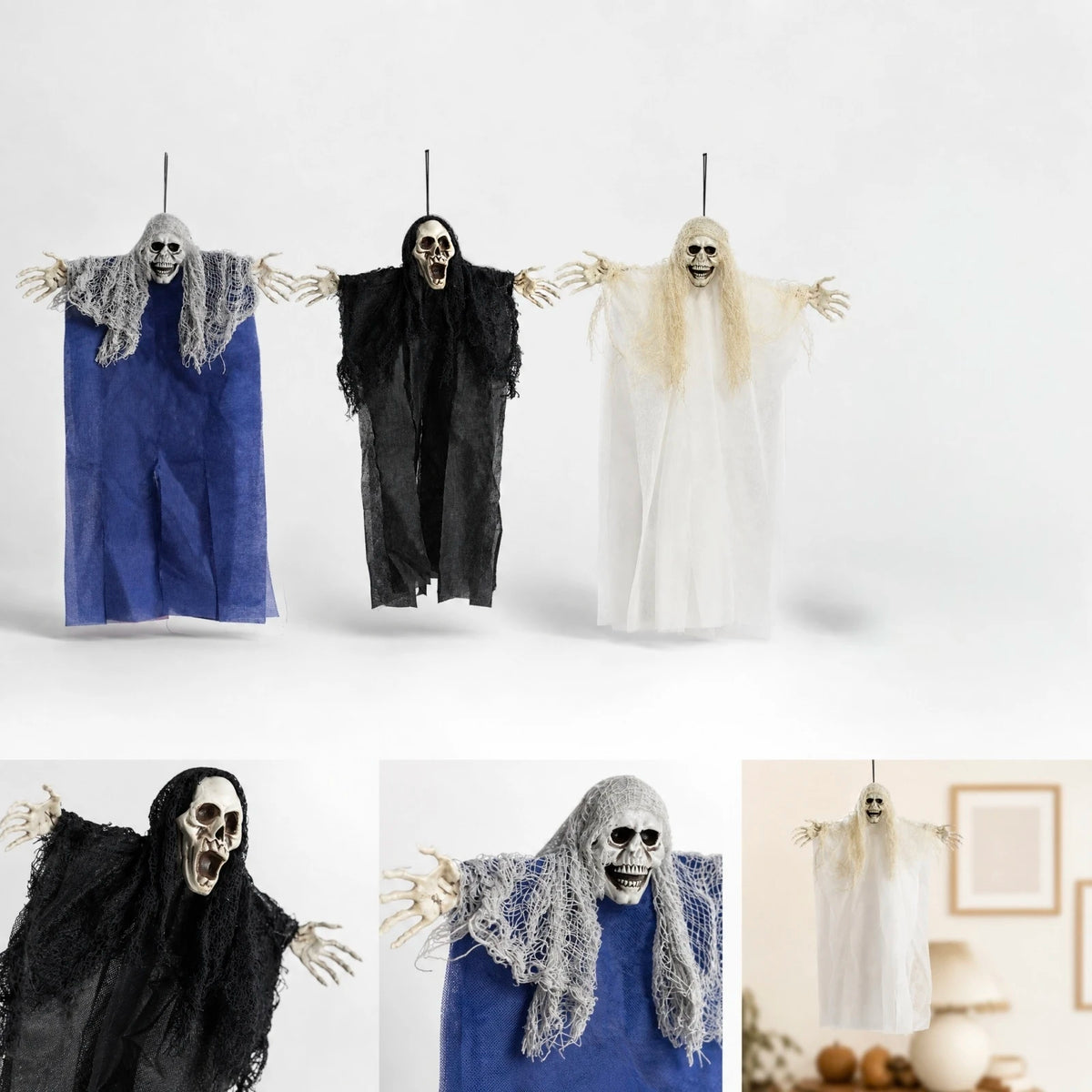Decoração de Halloween: Fantasmas e Zumbis Pendurados para Casa Assombrada, Bar, Atmosfera de Terror, Capas Assustadoras para Festas e Portas de Casa