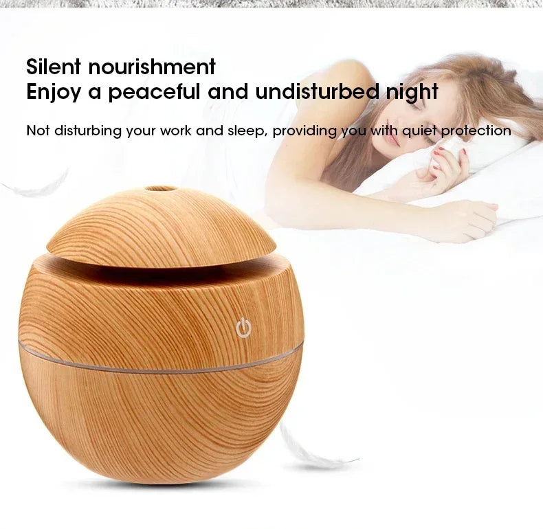 Woodgrain usb difusor de óleo essencial mini umidificador ultrassônico aromaterapia portátil desktop fabricante névoa ar para escritório em casa