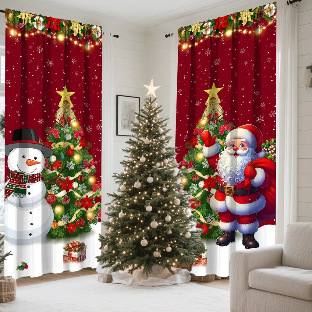 1/2 peças de cortina de Natal, decoração de Feliz Natal para casa, cortina de Natal 2025, enfeites de janela, presente de Natal 2026.