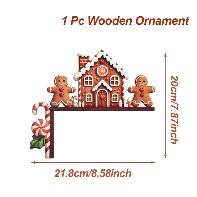 Decoração de moldura de porta de natal decoração de feliz natal para casa 2025 pingente enfeites de madeira de natal navidad natal presente de ano novo