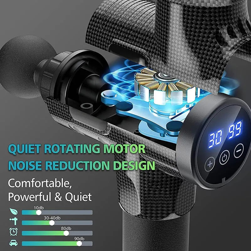 30-Level Massage Gun Deep Fascia Muscle Relaxer Body Neck Massager Electric Fitness Equipment Noise Reduction for Men and Women