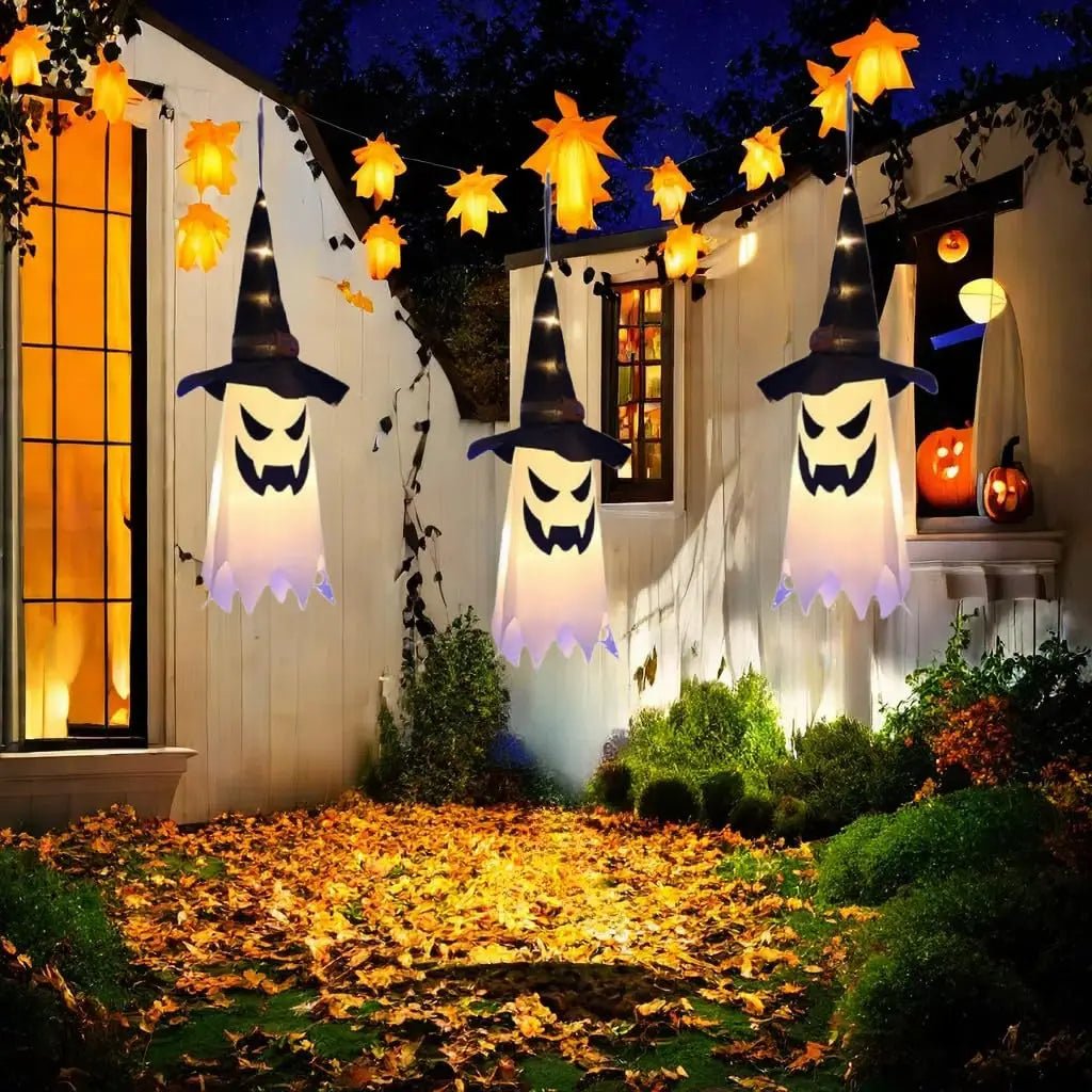 Luzes de Cordão em Forma de Chapéu de Bruxa para Halloween, Luzes LED Quentes/Coloridas, Decoração Brilhante para Jardim, Árvore, Festa e Decoração de Casa - Kasa & Pet