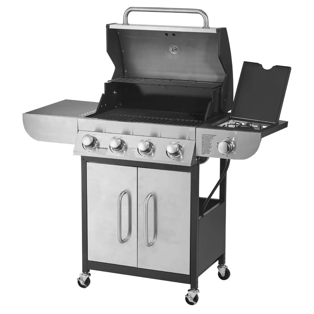 Propane Gas Grill with 4 Burners 425 SQ.In Grilling Area Carbon Steel Enamel Grates 52,000 BTU for Outdoor Backyards