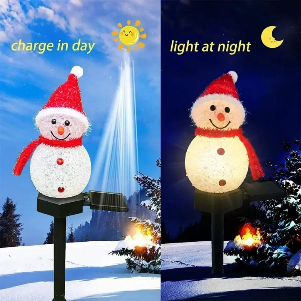 Boneco de neve de natal luz solar gramado jardim luz pátio ao ar livre paisagem chão plug-in luz decorativa