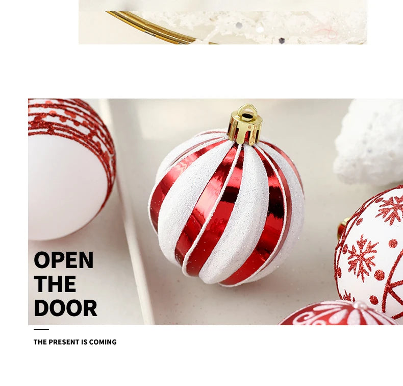 Conjunto de decorações de árvore de enfeites de Natal, bola de Natal inquebrável de 16 quilates, ornamentos pendurados de 2,36 polegadas para decoração de festas de fim de ano