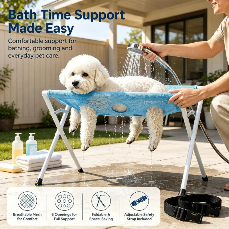 Rede de Higiene para Animais de Estimação — Cama para Banho e Higiene de Gatos e Cães; Suporte de Higiene Dobrável, Resistente a Arranhões e Mordidas