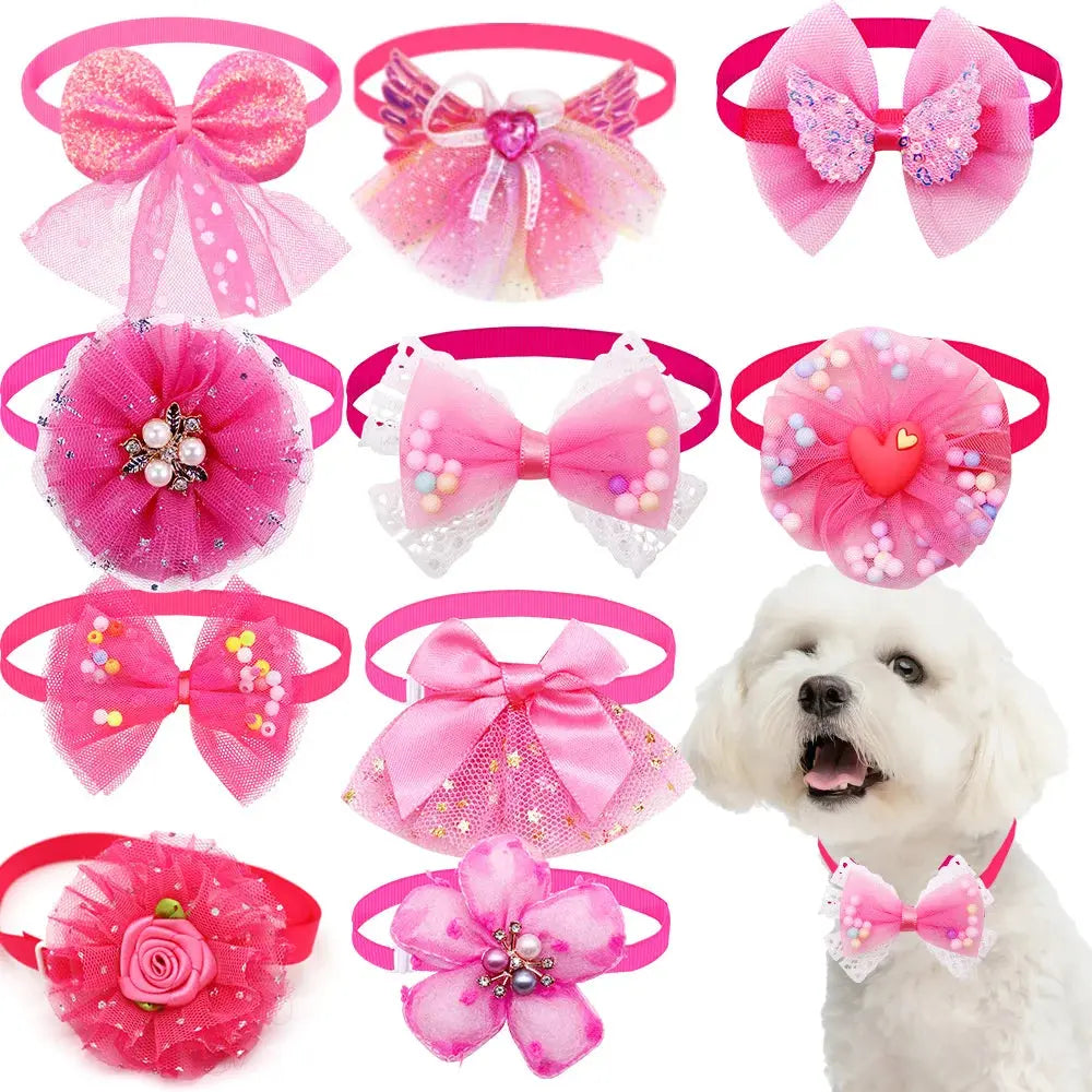 50ps pequeno cão gato bowtie bonito em massa rendas pet cão bowties colar para cães aliciamento acessórios suprimentos para animais de estimação para cães pequenos Kasa & Pet