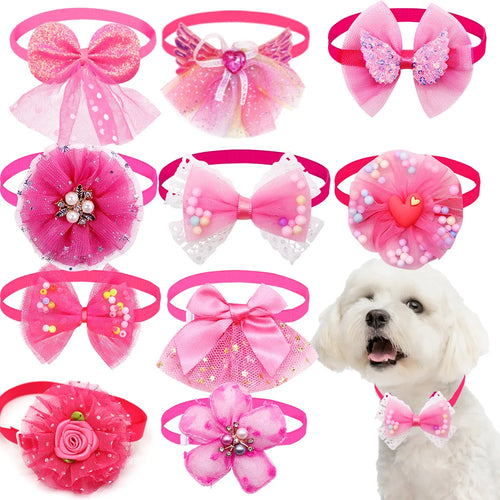 50ps pequeno cão gato bowtie bonito em massa rendas pet cão bowties colar para cães aliciamento acessórios suprimentos para animais de estimação para cães pequenos