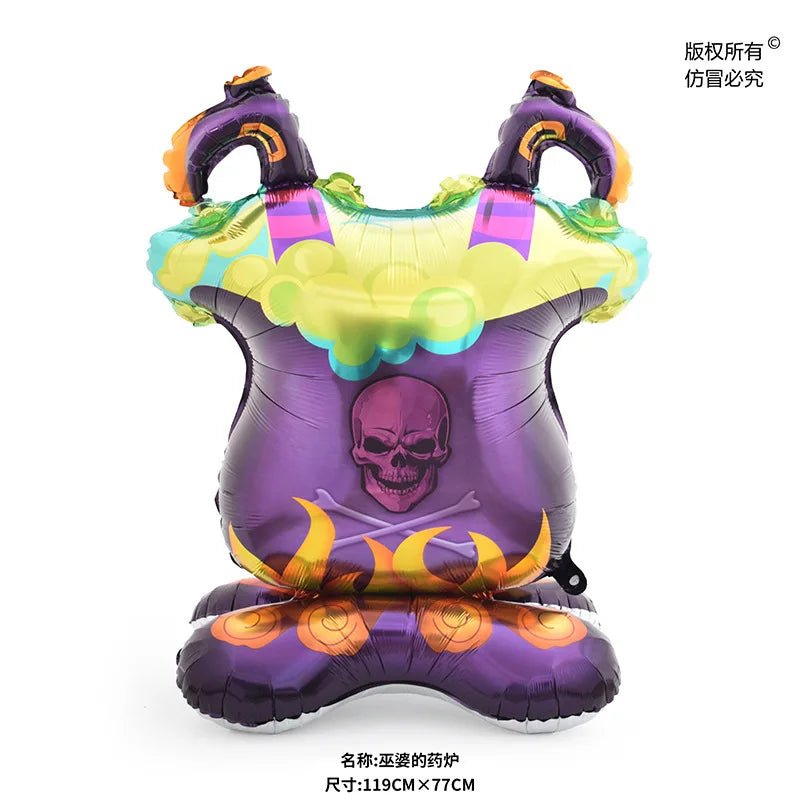 Balão Inflável de Folha de Alumínio para Decoração de Festa de Halloween: Fantasma, Abóbora, Crânio, Casa Assombrada, Lápide e Esqueleto - Kasa & Pet