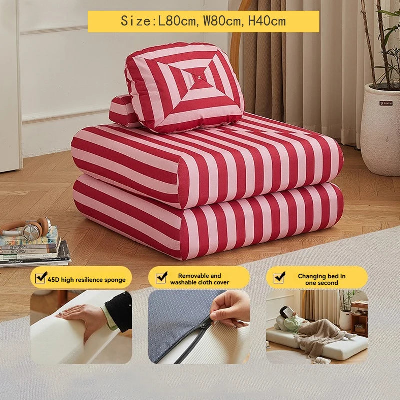 Sofá Individual de Tecido, Sofá-Cama Batata Doce, Tatami Dobrável de Tamanho Pequeno para Sala de Estar, Sofá Preguiçoso Bloco de Tofu