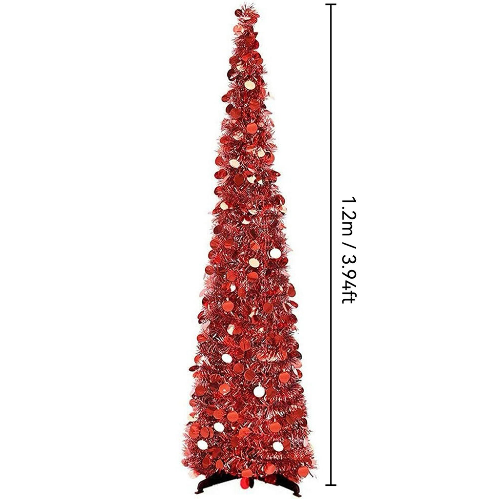 Árvore de natal 1.2m retrátil dobrável enfeites chenille espiral design festivo feriado decoração de natal casa acessório interior