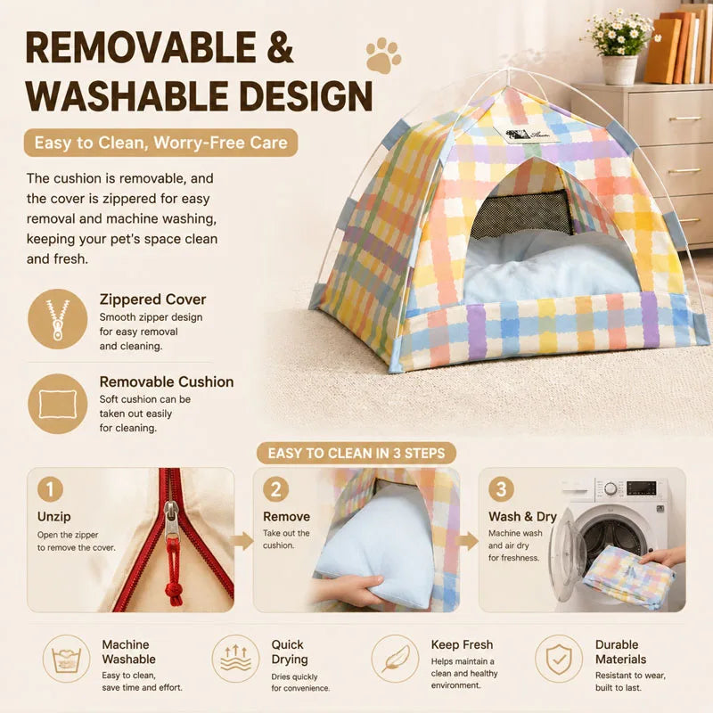 Cama Tenda para Pets, Cesto Sofá Removível para Gatos, Casa Semi-fechada de Lona para Gatos, Caverna para Cães, Cama para Gatos para Decoração de Ambientes, Artigos para Pets