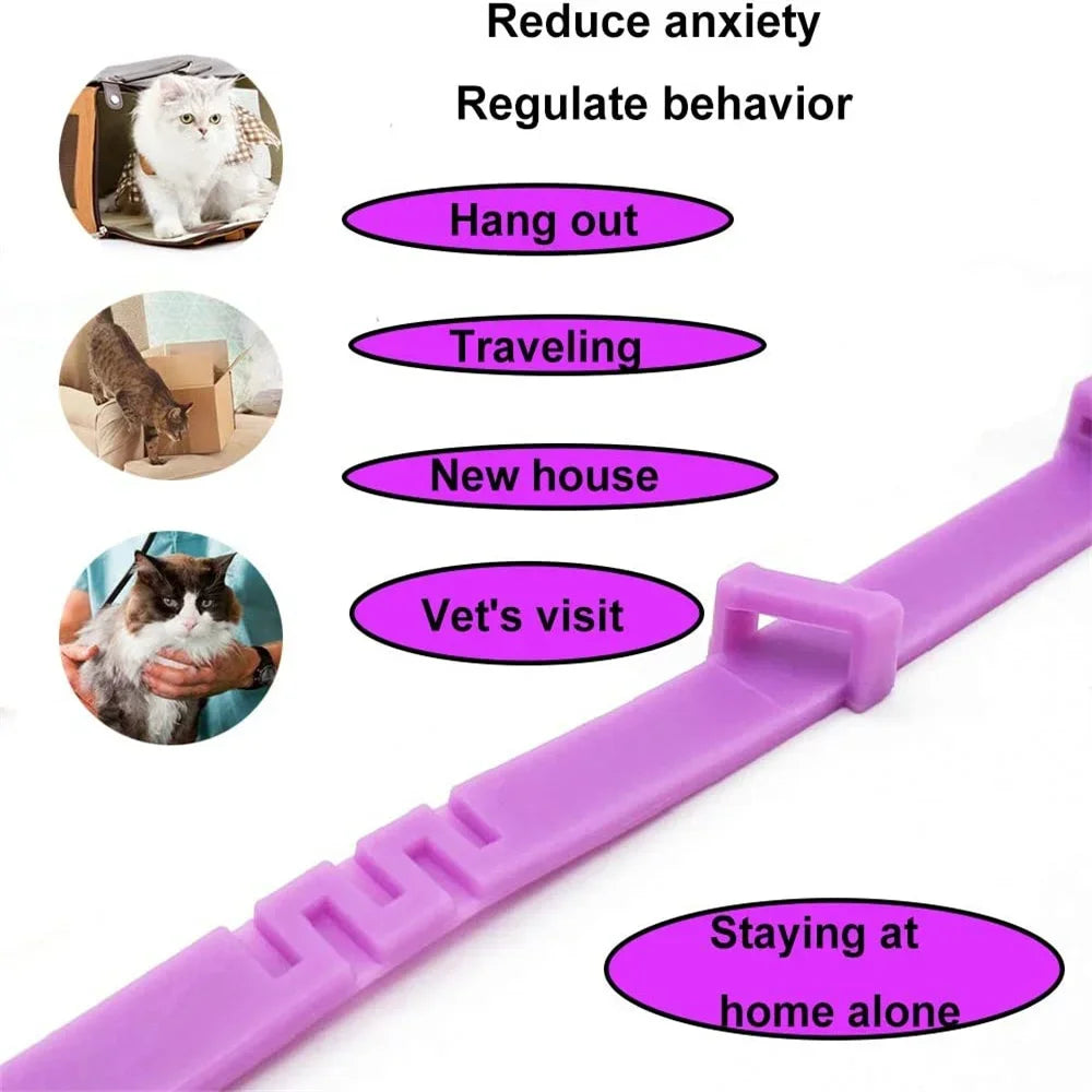 Coleira calmante para animais de estimação, para gatos, cães, ajustável, ansiedade, feromônio, reduzindo coleira para animais de estimação, duradoura, natural, calma, relaxar, calmante