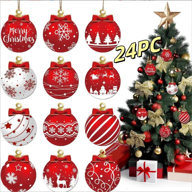 Novas bolas decorativas de madeira de natal decorações penduradas bolas de natal diy decorações de árvore de natal fontes de festa em casa