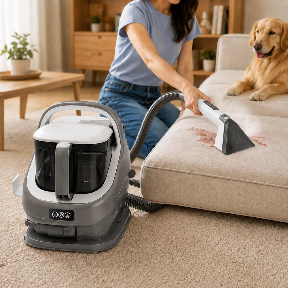 ROUNY Limpador de Estofados 3 em 1, Limpador de Carpete com Água Quente, Fria e Vapor com Sucção de 13kPa para Sofá, Carro e Casa