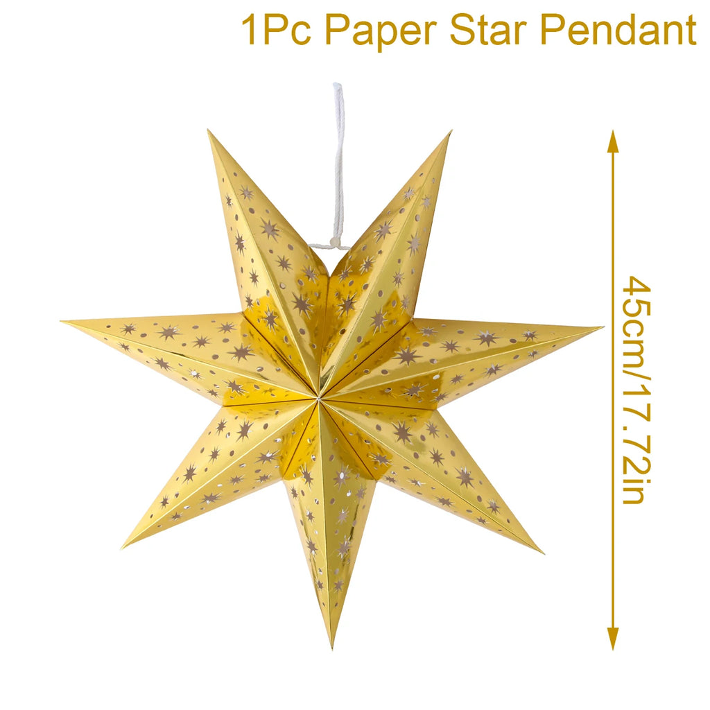 Estrela oca pendurado pingentes ramadan decoração 2024 para casa navidad natal noel presentes enfeites de natal ano novo 2024
