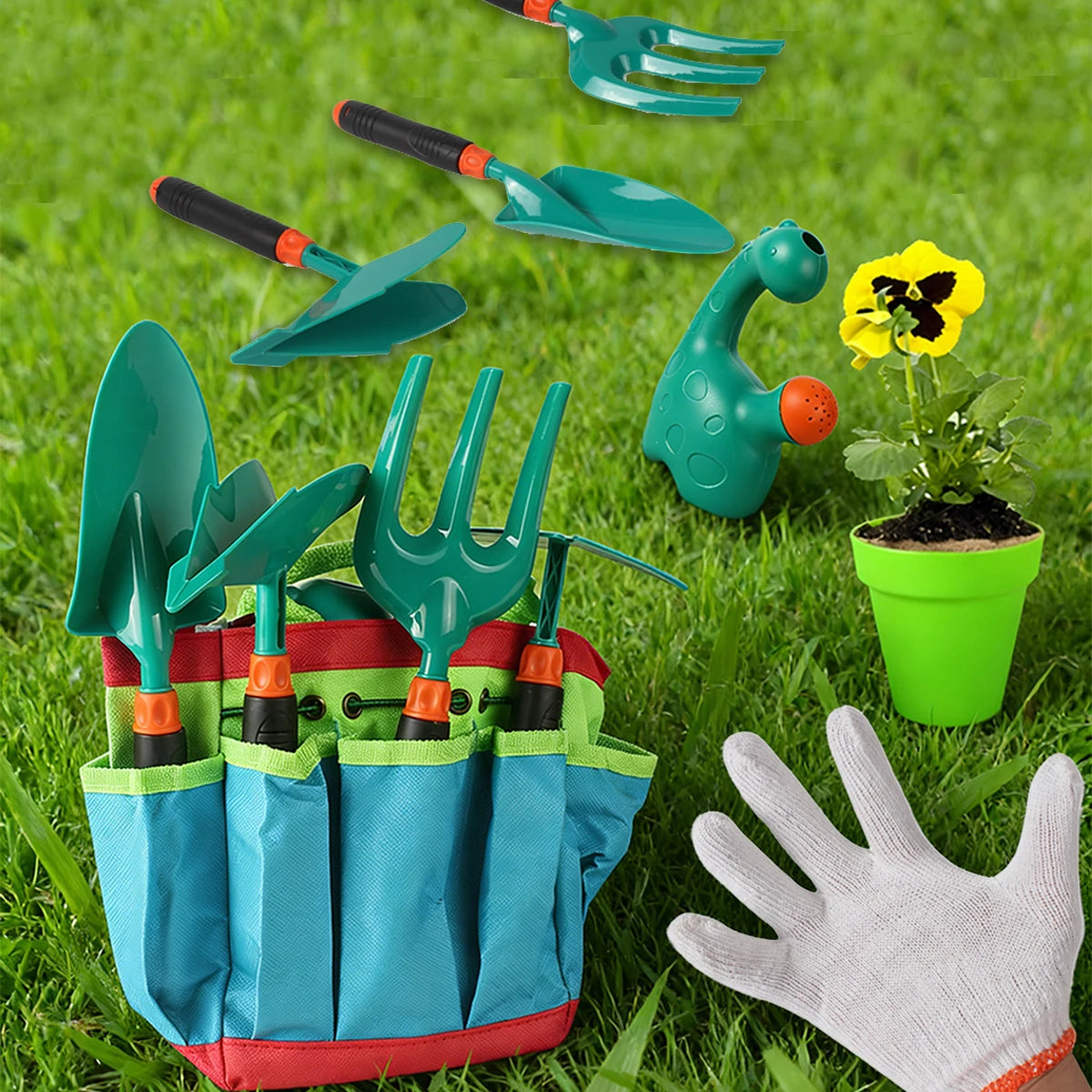 Conjunto de Ferramentas de Jardinagem para Crianças, Carrinho de Praia com Acessórios, Luvas e Ferramentas para Plantar Flores, Presentes para Meninos e Meninas
