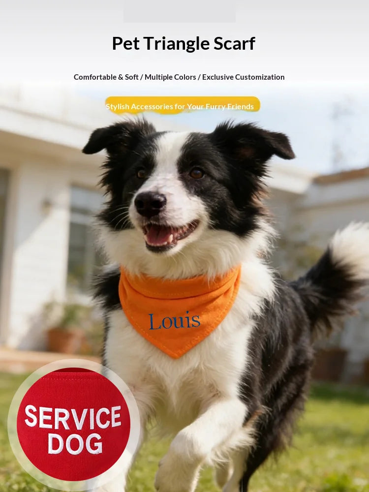 Bandana Personalizada Bordada para Cães, Lenço Triangular Ajustável Multicolorido Anti-Saliva para Pets