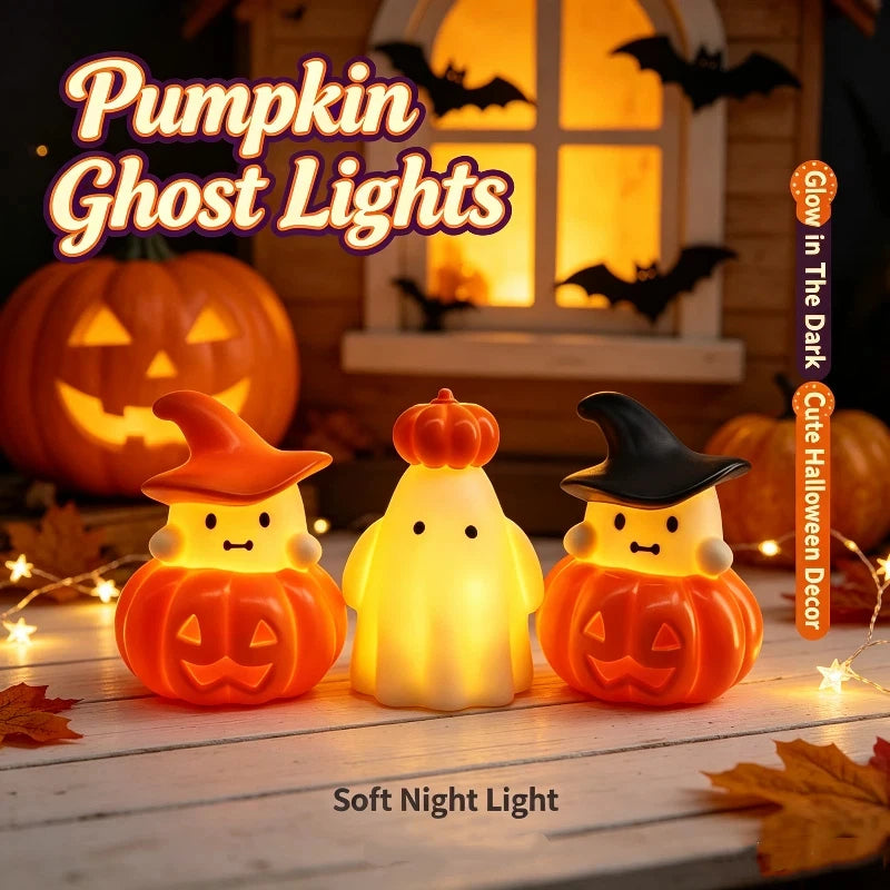 Luz noturna de abóbora e fantasma para o Halloween, ornamento luminoso, decoração criativa, adereço para festa de Halloween, presente de feriado