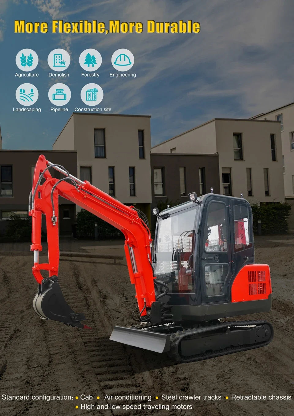 CE EPA SHANDONG Euro V Mini Escavadeiras de Esteiras 2,5 Ton 3 Ton com Bomba de Motor-Mini Bagger de Alto Desempenho para Venda