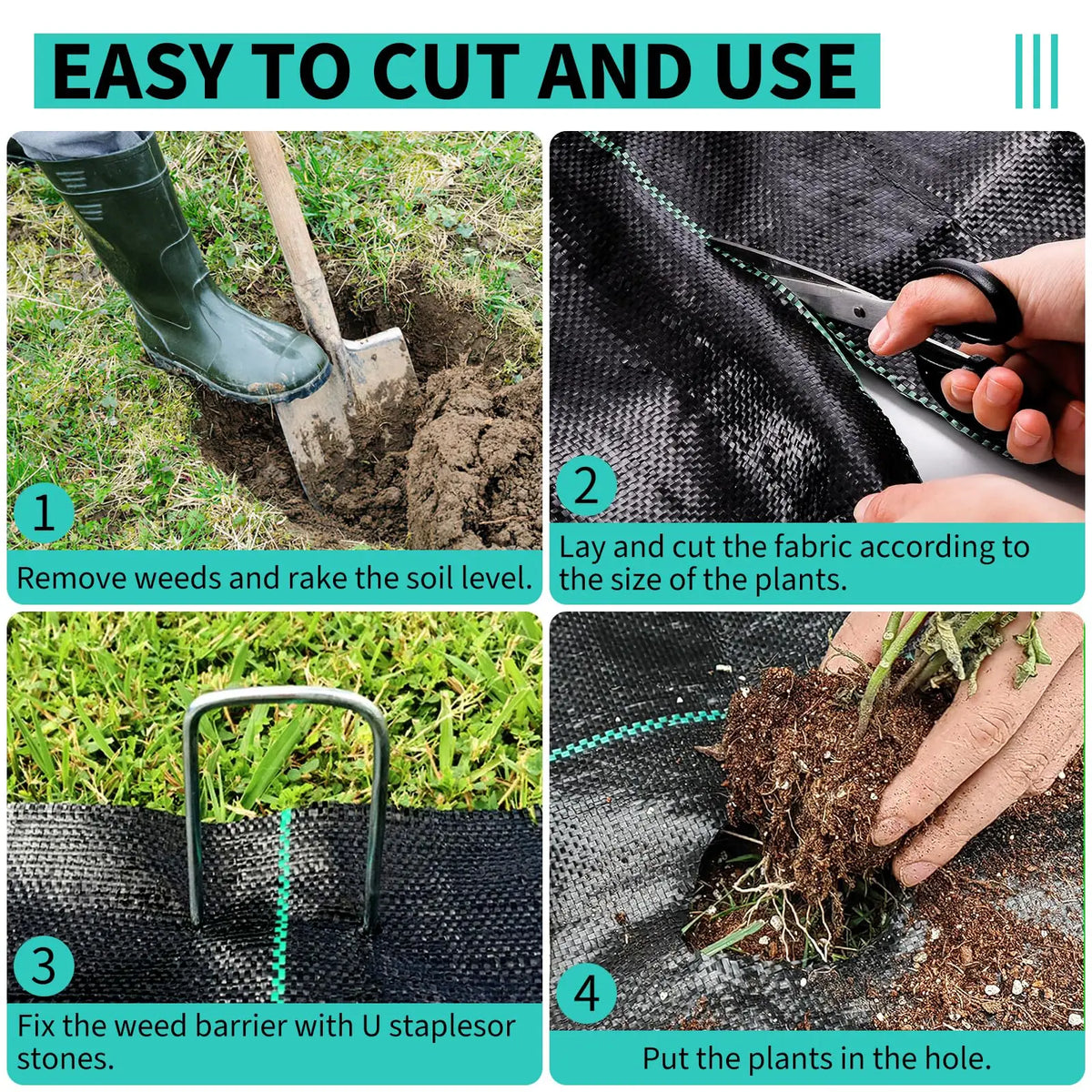 Tecido de paisagem de barreira de ervas daninhas 3/4/6*300/600 pés, tecido resistente de bloco de ervas daninhas, pano de jardim de entrada de garagem para estufa, quintal, fluxo