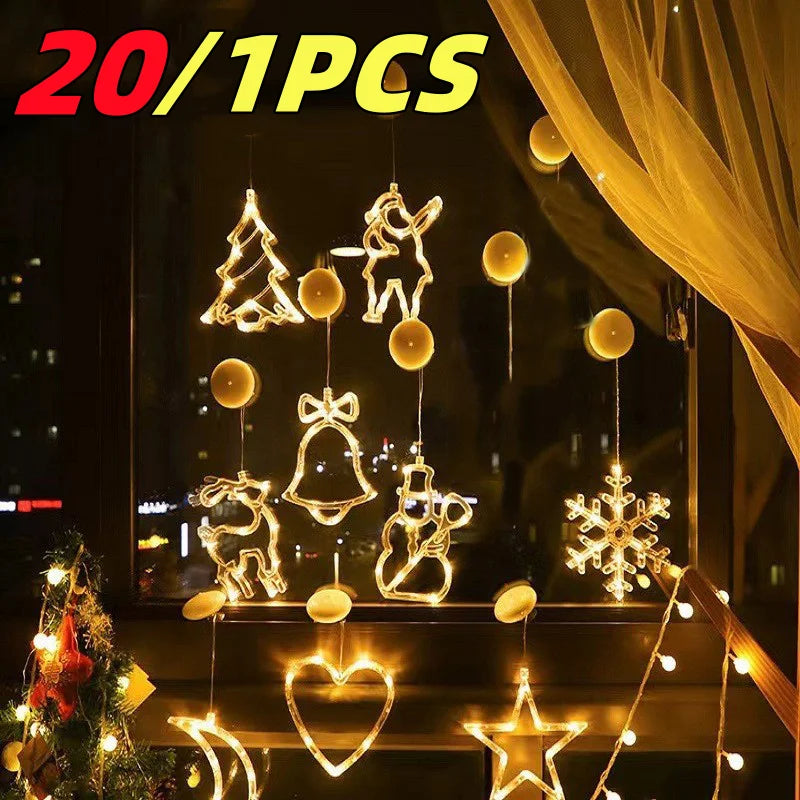 Natal led luz floco de neve santa pendurado otário lâmpada janela ornamentos decoração para casa natal navidad 2023 decoração de ano novo