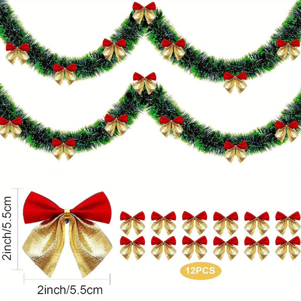 5M de fitas decorativas de Natal com laços, fita verde em forma de cana, guirlanda para pendurar na árvore de Natal, enfeites para projetos «faça você mesmo», decoração para festas e para a casa.