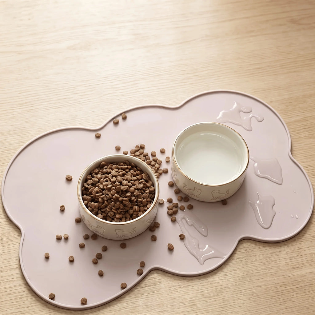 Tapete de Silicone para Animais de Estimação, à Prova de Vazamentos e Antiderrapante para Cães e Gatos, Tapete Oval para Tigelas