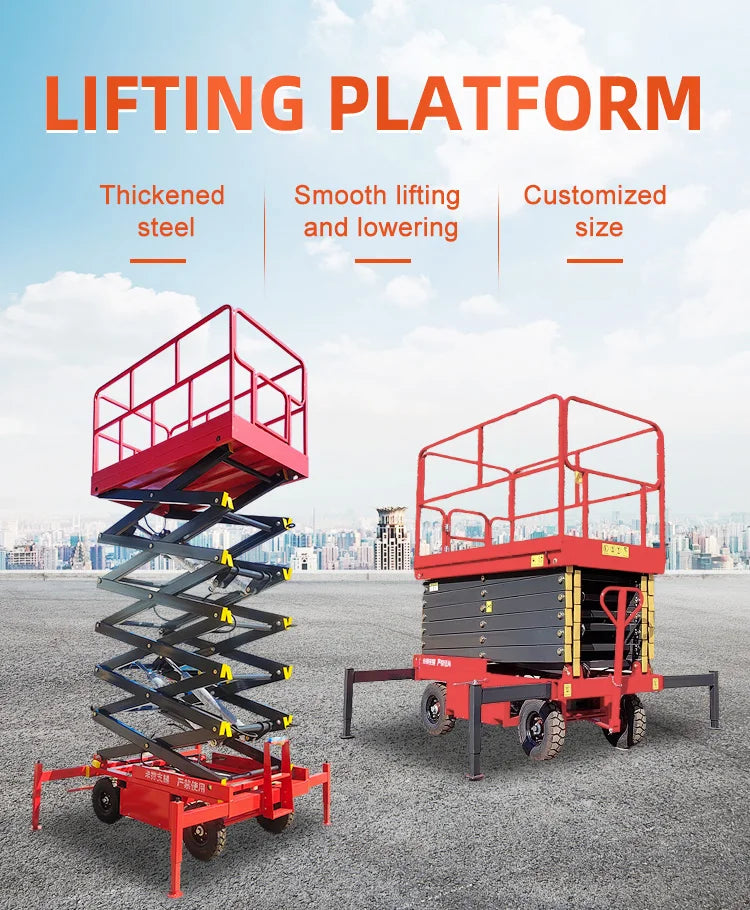 Plataforma Elevatória Hidráulica Mini de 4m, 6m, 8m, 16m, Plataforma Elevatória Elétrica Móvel Autopropelida com Aprovação CE