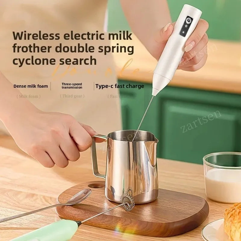 Espuma de leite sem fio elétrica tipo-c liquidificador portátil de aço inoxidável mini cafeteira batedor misturador para café cappuccino creme