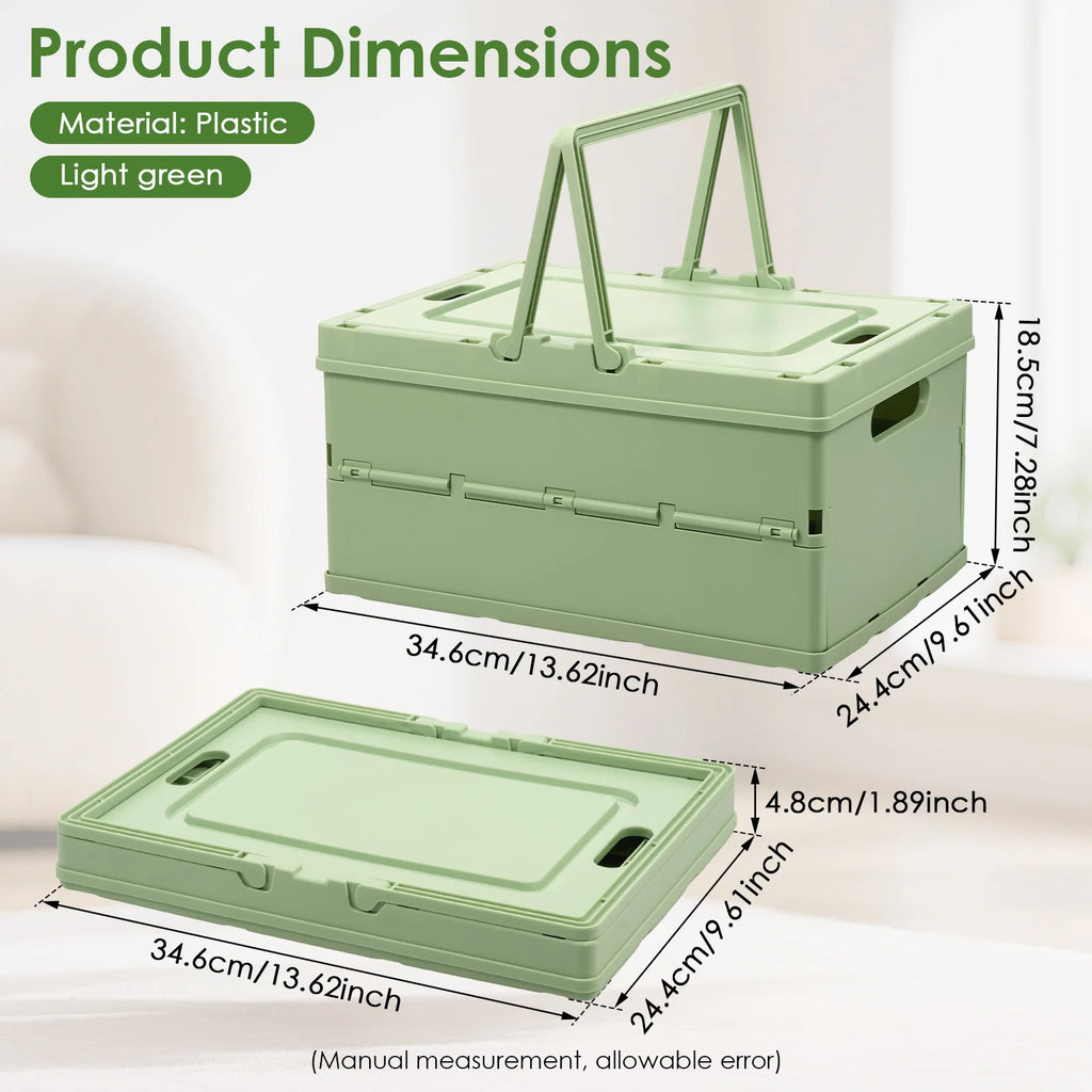 Caixa de Armazenamento Dobrável de Grande Capacidade, Cesta de Armazenamento Colapsável com Tampa e Alça, Organizador de Lanches e Brinquedos para Casa, Cozinha e Escritório