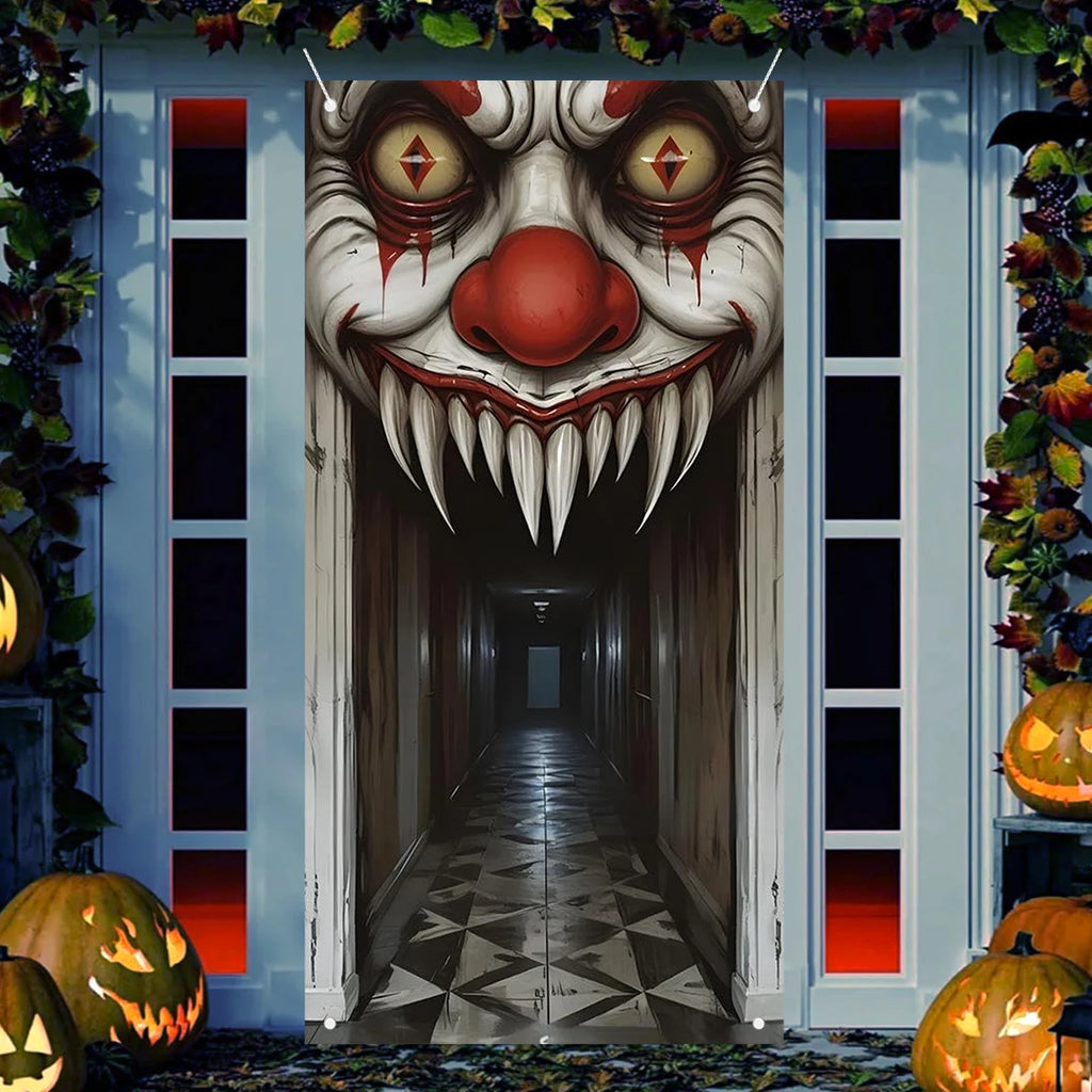 Decorações de halloween capa de porta, bruxa assustadora e tema zumbi decoração de parede, interior ao ar livre casa assombrada decoração temática 2d scen