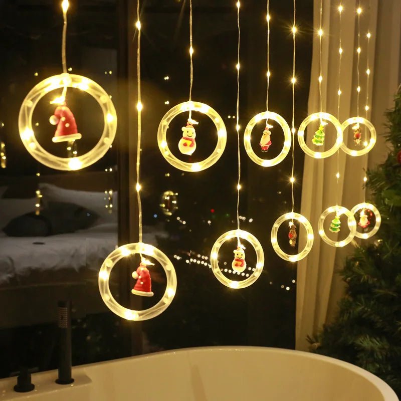 Decoração de lâmpada de janela de natal luzes de cortina de fadas 8 modos de trabalho luzes de corda de árvore de natal para festa de casamento decoração de casa - Kasa & Pet