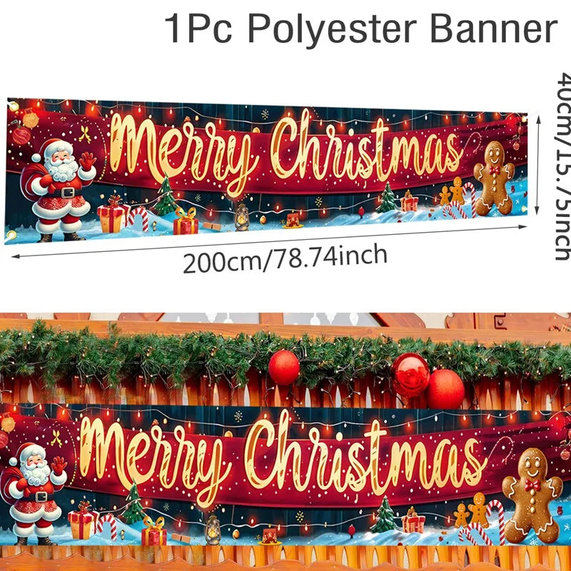 Banner de Natal para Exterior Decorações de Feliz Natal para Casa 2026 Decoração Externa Xmas Navidad Noel Natal Feliz Ano Novo 2027