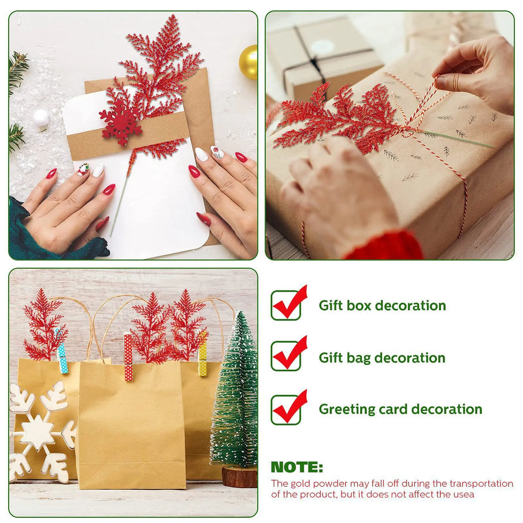 Decoração de natal glitter ramos bagas buquê de flores artificiais enfeites de árvore de natal para casa ano novo 2025 navidad