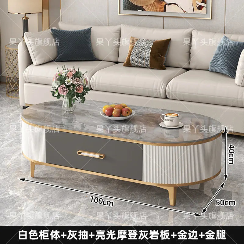 Mesa de Jantar, Mesa de Centro para Escrita e Café, Gavetas Móveis, Mesa Lateral de Luxo com Armazenamento para Sala de Estar, Mesa Auxiliar Moderna, Móveis Modernos