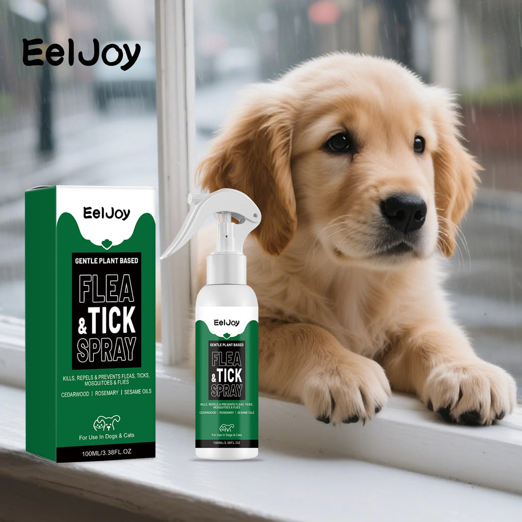 Spray Repelente de Pulgas e Carrapatos para Animais de Estimação com Extrato de Plantas para Gatos e Cães