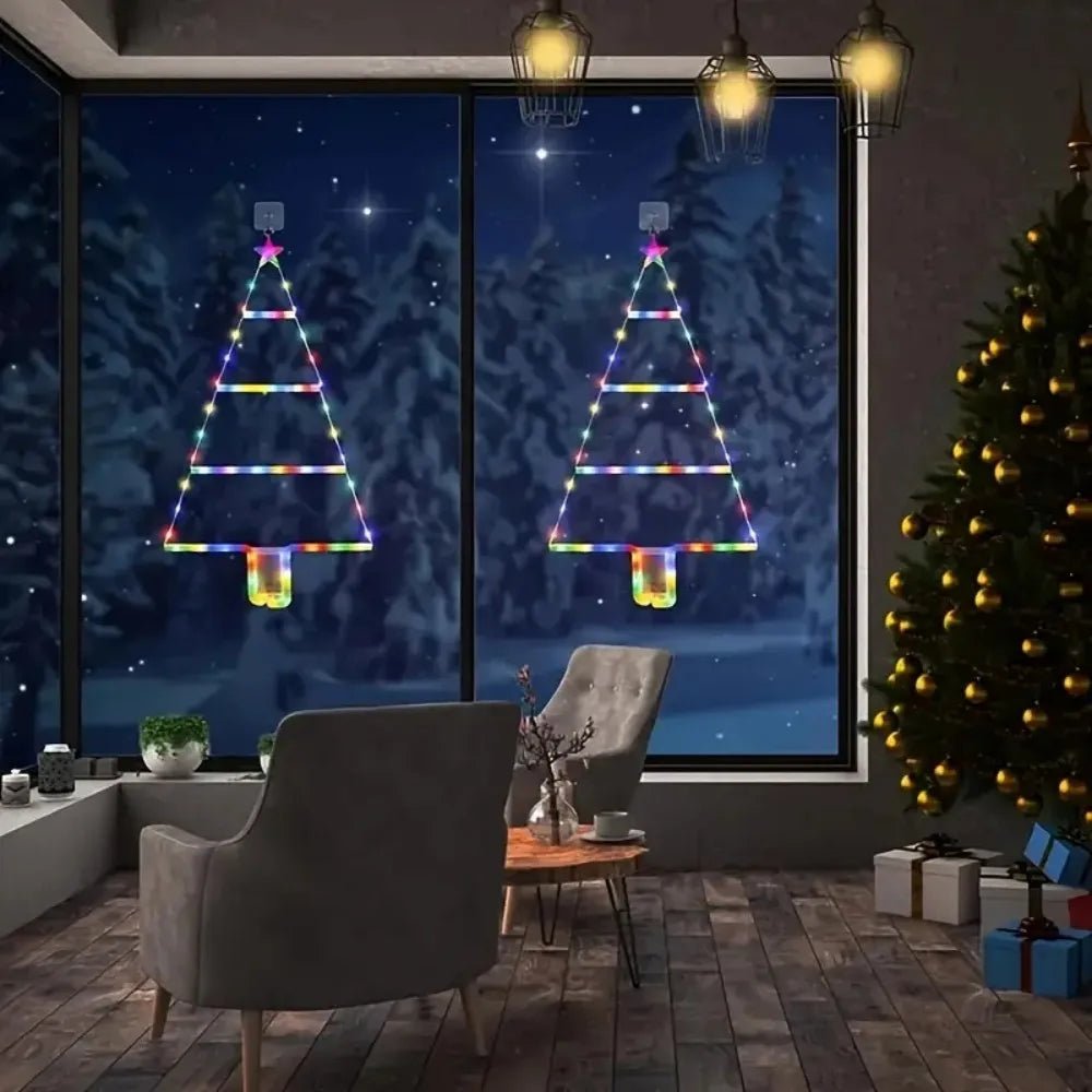 Luzes de Cordão LED em Forma de Escada para Árvore de Natal, Luzes de Fada Suspensas Alimentadas por Bateria, Para Decoração de Árvore de Natal e Casa