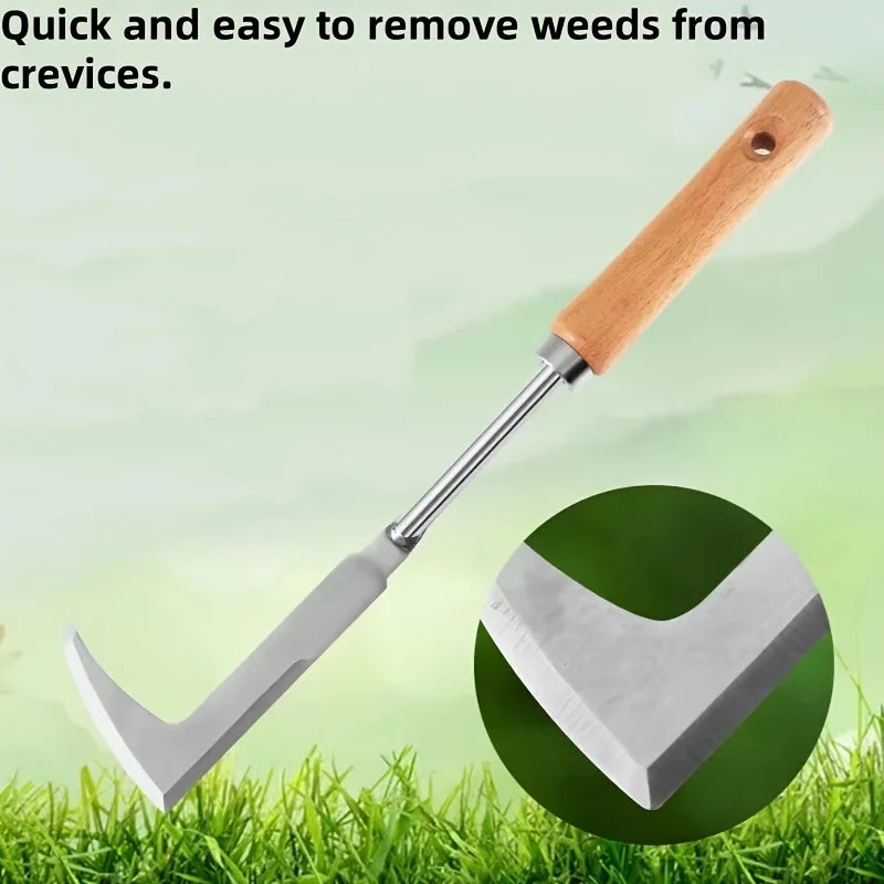 Ferramenta de Aço Inoxidável para Remoção de Ervas Daninhas, Ferramenta Manual de Jardim Multiuso em Formato L, Usada para Limpeza de Ervas Daninhas em Jardins, Terraços e Caminhos