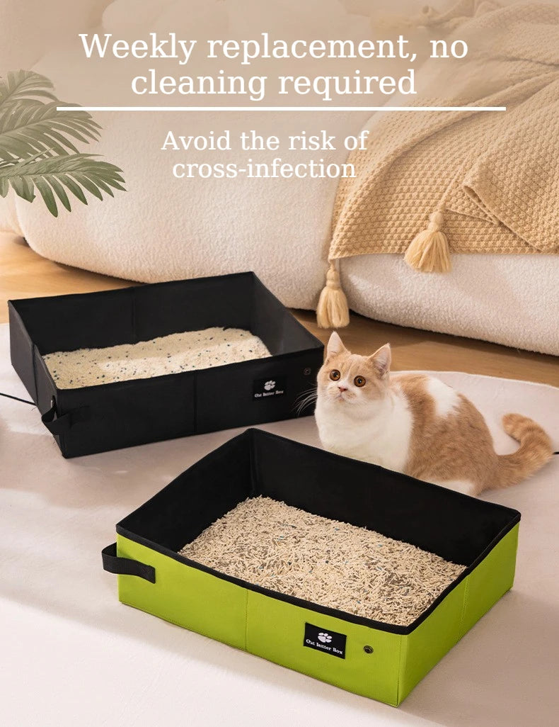 Caixa de Areia para Gatos Dobrável, Impermeável e Reutilizável, Bandeja de Areia Portátil para Viagem, Sanitário para Gatos, Uso Interno, em Casa, em Viagens e Acampamentos