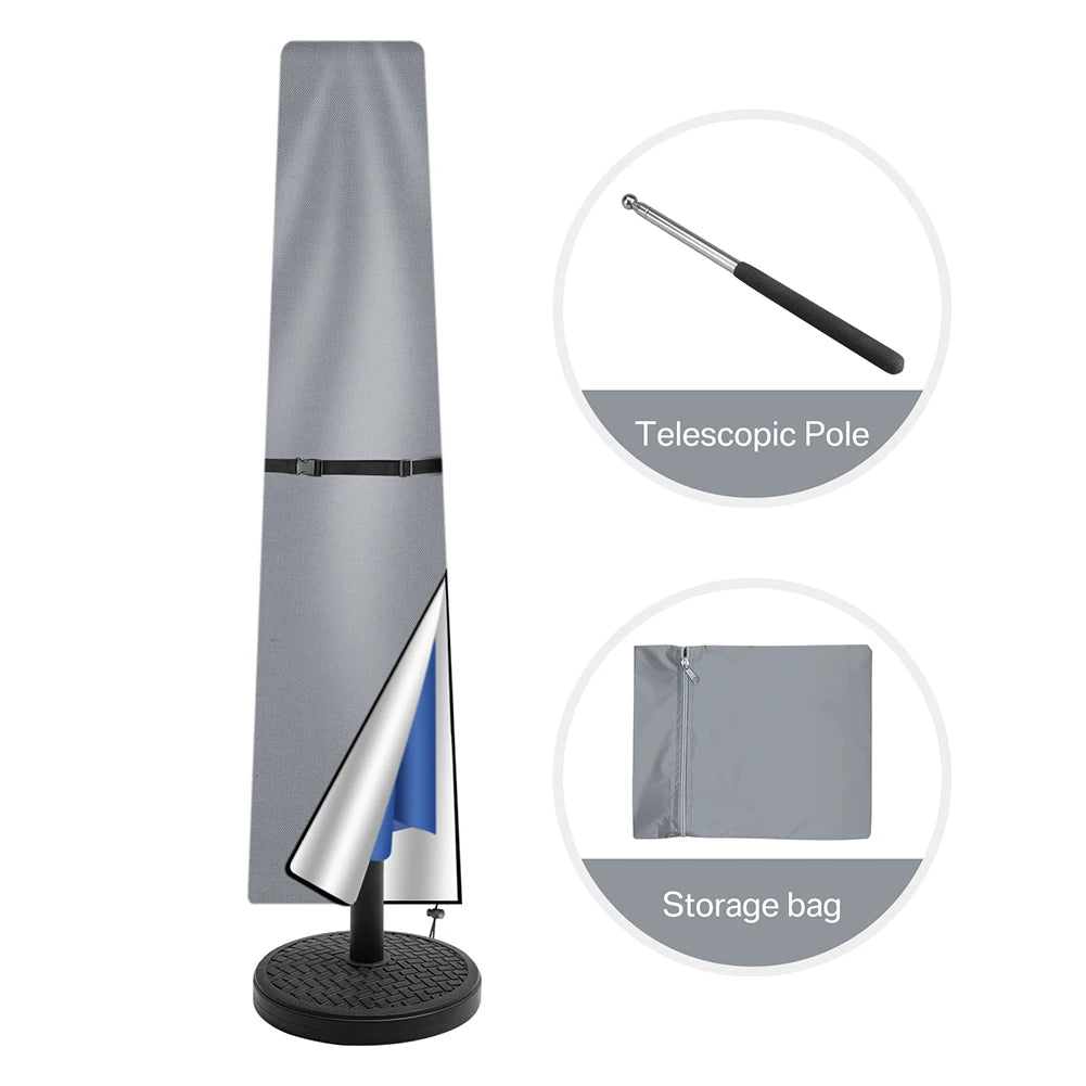 210d capa de guarda-sol reta à prova dwaterproof água capa protetora com zip à prova de intempéries uv-anti vento jardim guarda-chuva capa