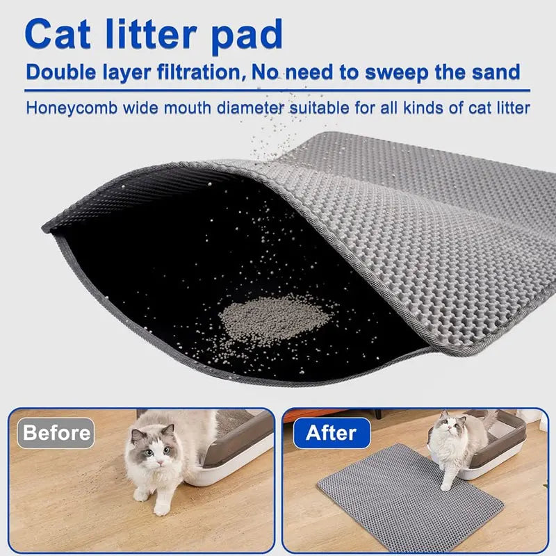 Tapete de areia para gatos, à prova d'água, camada dupla, caixa de areia para animais de estimação, almofada limpa, produtos para gatos, acessórios