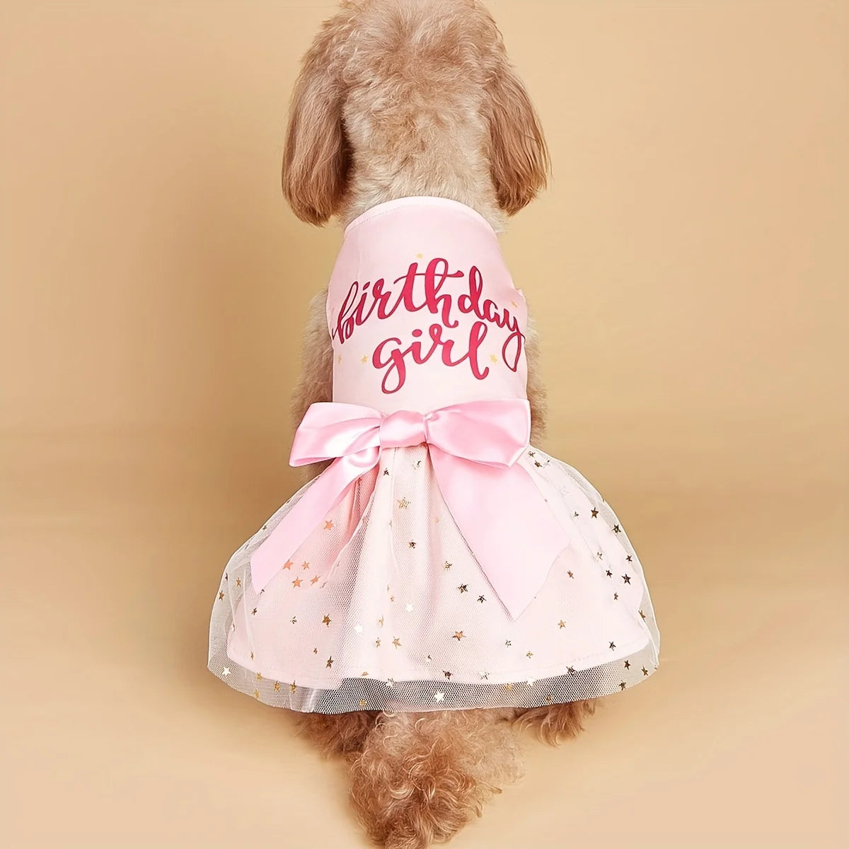 Vestido para cachorro e menina, roupas para animais de estimação, cachorrinho, laço rosa, tule, lantejoulas, roupas para cachorro