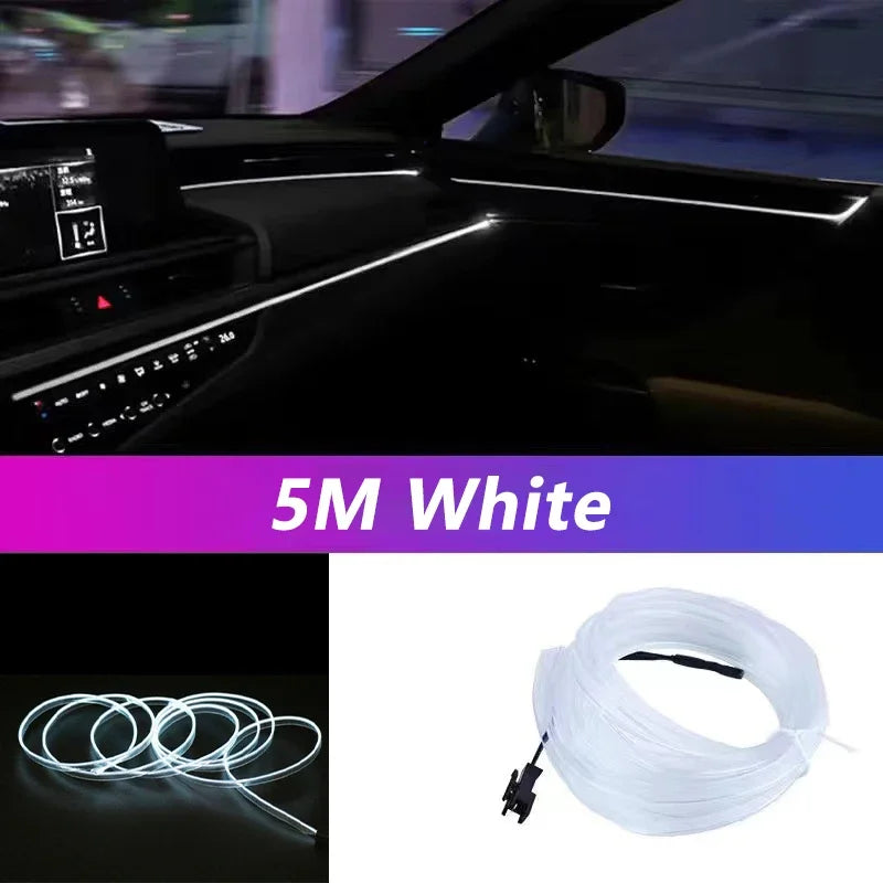 5m interior do carro conduziu a luz de tira néon el fiação lâmpada decorativa para auto diy flexível luz ambiente usb festa atmosfera diodo Kasa & Pet
