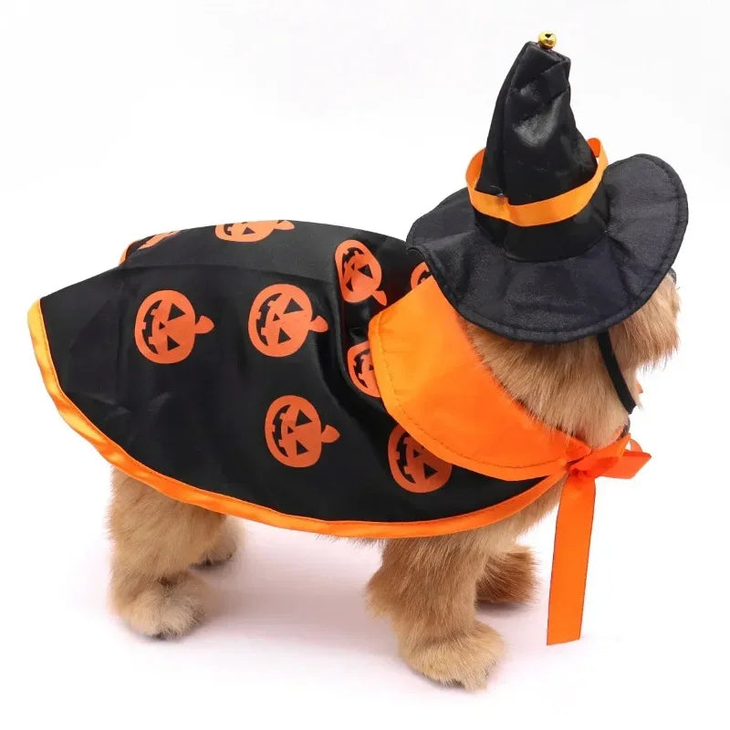Halloween animal de estimação traje para gatos respirável macio bonito roupas para animais de estimação manto forma abóbora padrão arnês traje gato cão cosplay ferramenta